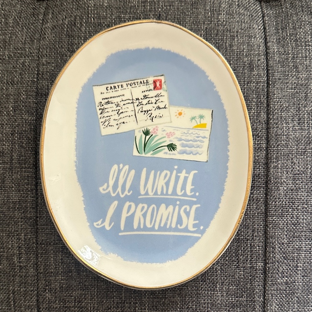 Decorative Ceramic Trinket Dish - I'll Write. I Promise."